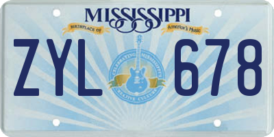 MS license plate ZYL678