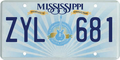 MS license plate ZYL681
