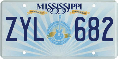 MS license plate ZYL682