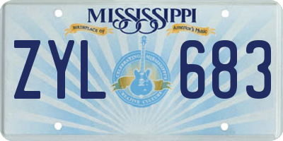 MS license plate ZYL683