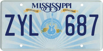 MS license plate ZYL687