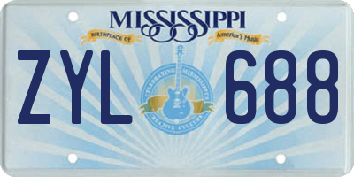 MS license plate ZYL688