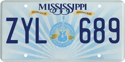 MS license plate ZYL689