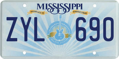 MS license plate ZYL690