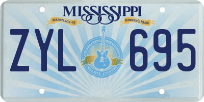 MS license plate ZYL695