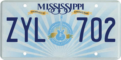 MS license plate ZYL702