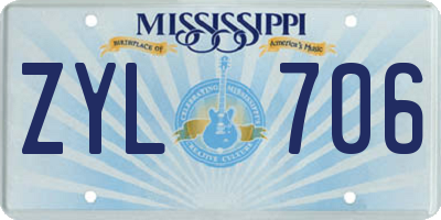 MS license plate ZYL706