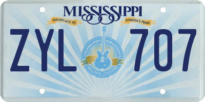 MS license plate ZYL707