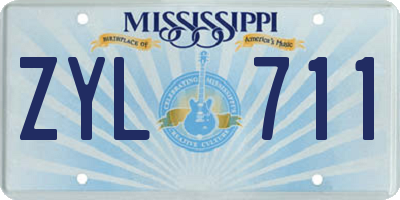 MS license plate ZYL711