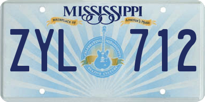 MS license plate ZYL712