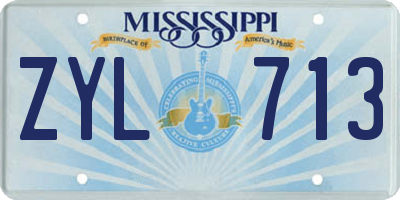 MS license plate ZYL713
