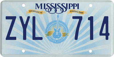 MS license plate ZYL714