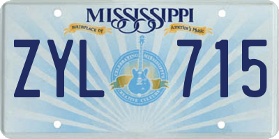 MS license plate ZYL715