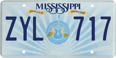 MS license plate ZYL717