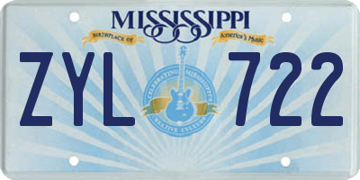 MS license plate ZYL722