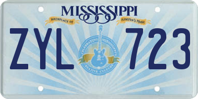 MS license plate ZYL723