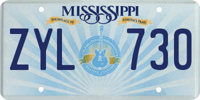 MS license plate ZYL730