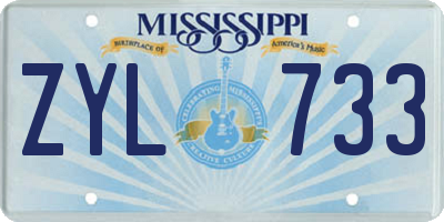 MS license plate ZYL733