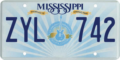 MS license plate ZYL742