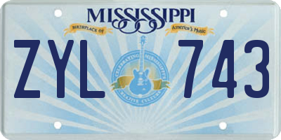MS license plate ZYL743
