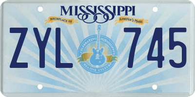 MS license plate ZYL745