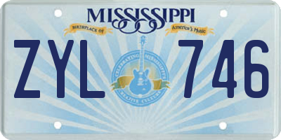 MS license plate ZYL746