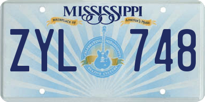 MS license plate ZYL748