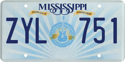 MS license plate ZYL751