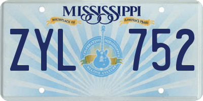 MS license plate ZYL752