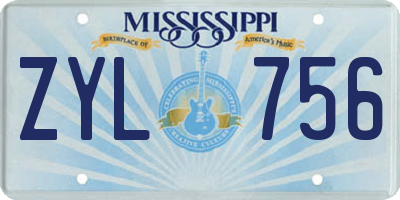 MS license plate ZYL756