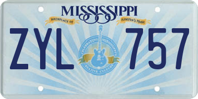 MS license plate ZYL757