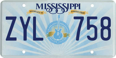 MS license plate ZYL758