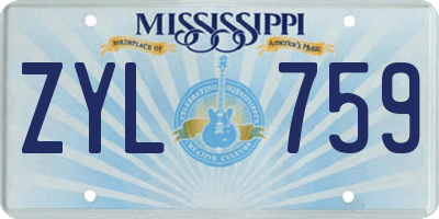 MS license plate ZYL759