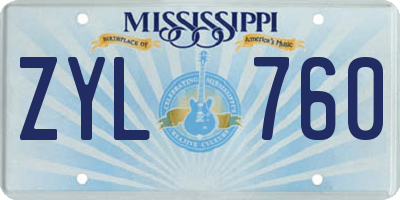 MS license plate ZYL760
