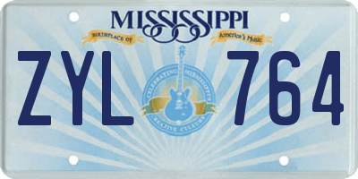 MS license plate ZYL764