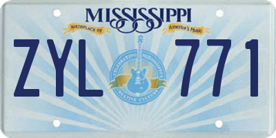 MS license plate ZYL771