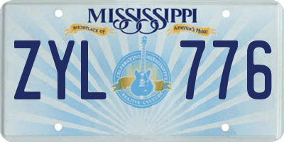 MS license plate ZYL776