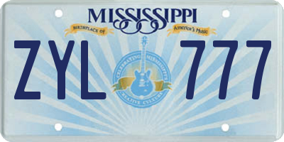 MS license plate ZYL777