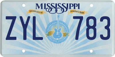 MS license plate ZYL783