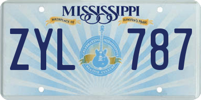 MS license plate ZYL787