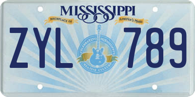 MS license plate ZYL789