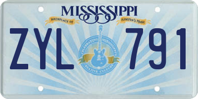 MS license plate ZYL791