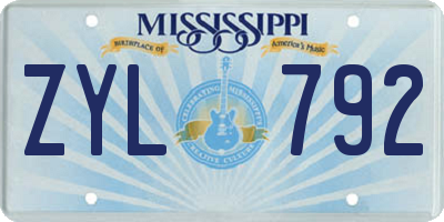 MS license plate ZYL792