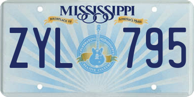 MS license plate ZYL795