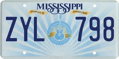 MS license plate ZYL798