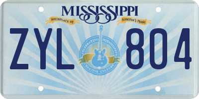 MS license plate ZYL804