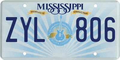 MS license plate ZYL806