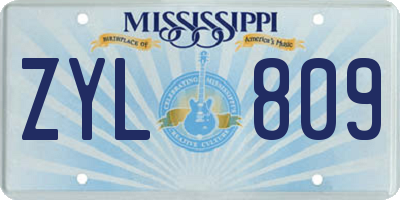 MS license plate ZYL809