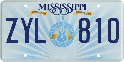 MS license plate ZYL810