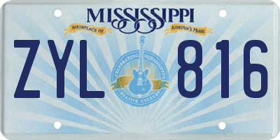 MS license plate ZYL816